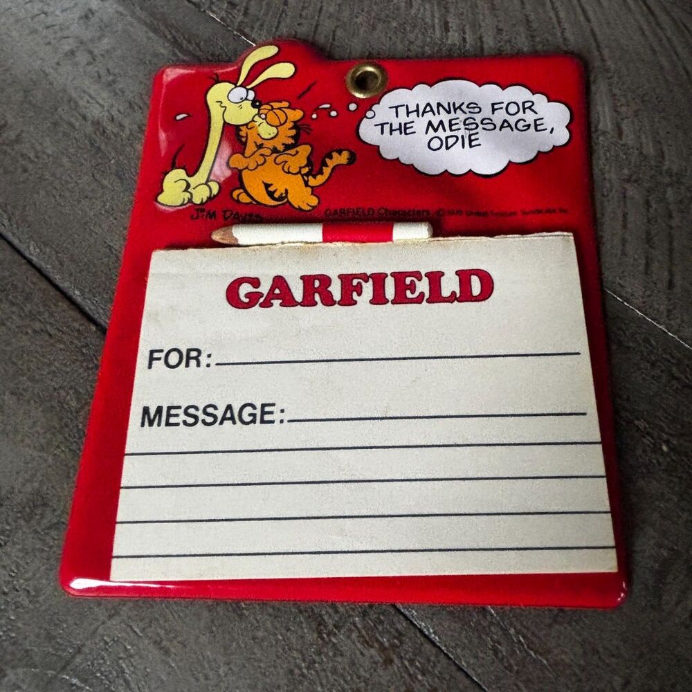 Vintage Garfield Jim Davis Notepad "Thanks For The Message Odie" With Pencil
